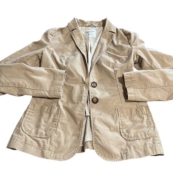 Old Navy Tan Lined Fitted Blazer Jacket Woman Size XS Preppy - Picture 6 of 12